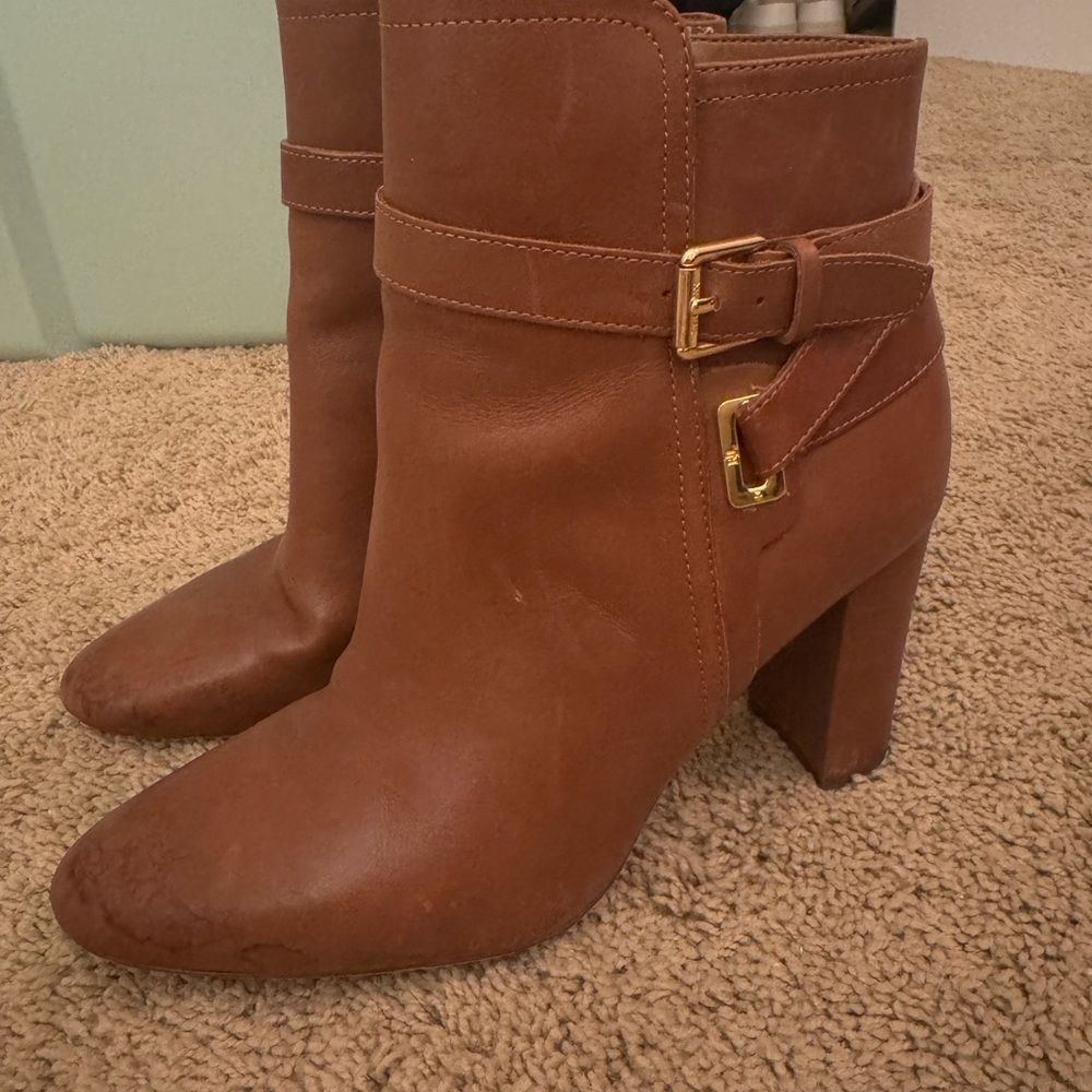 Ralph Lauren Tan Leather Ankle Boots